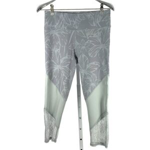 Fabletics | Grey Floral Lace Hem Leggings